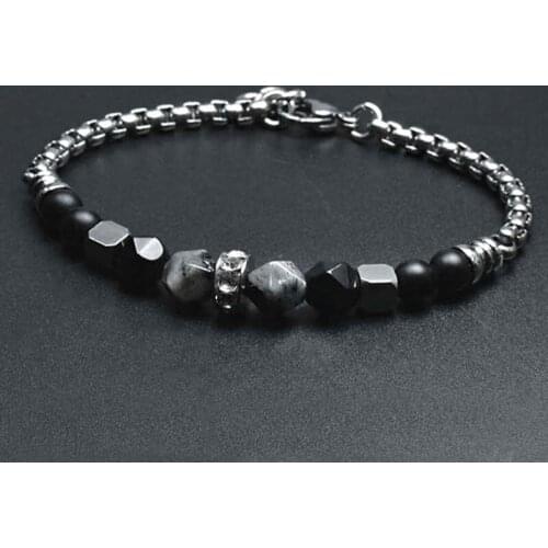 New 2021 Adjustable Natural Tiger Eye Stone Bead Bracelet Men Stainless Steel Bracelet for Men Gift for Him Pulseira Masculina