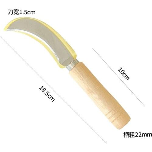 Wooden handle stainless steel vegetable fruit peeling kitchen tool curved knife pineapple knife banana fruit knife single blade
