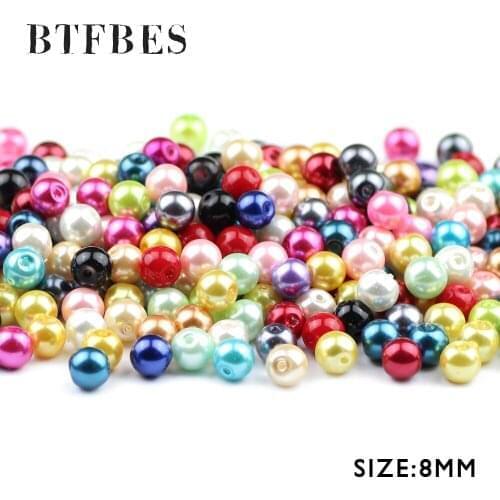 BTFBES Candy Colorful Glass beads 8mm 100pcs Round lacquer bake Loose beads for Jewelry bracelet making DIY accessory Findings