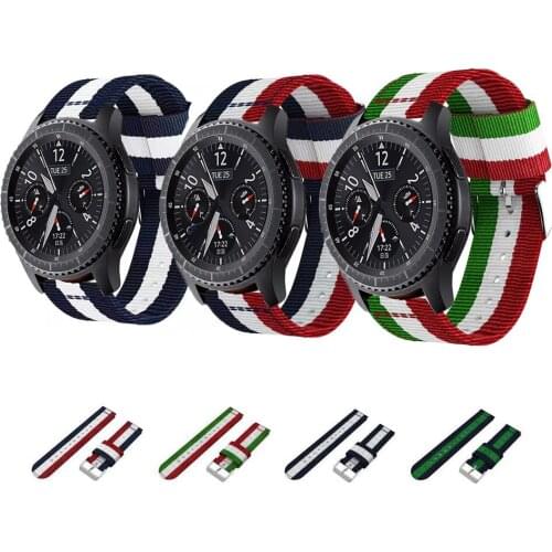 For Samsung galaxy watch 3 45mm Strap Nylon Canvas Stripped watchbands Sport Bracelet 22mm Watch band For galaxy watch 46mm