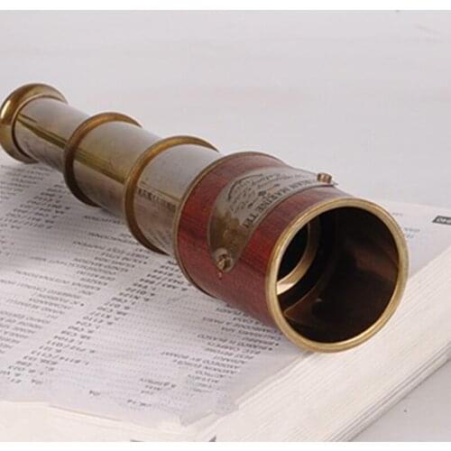 Retro Brass Telescope Desktop Decoration Metal Copper Carved Telescopes Home Office Decor Handmade Craft Gifts Study Ornaments