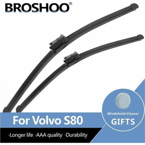 BROSHOO Car Styling Wiper Blades For Volvo S80/S80L Model Year From 1998 To 2016 Fit Standard Hook/Push Button/Pinch Tab Arms