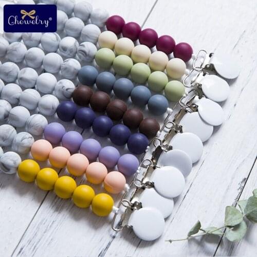 Silicone Pearl Tiny Rod Marble Beads Metal Pacifier Clip Dummy Chain Silicone Teether Rodent Pacifier Teether Chains LetS Make
