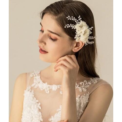 Jonnafe Ivory Floral Bridal Comb Pearls Hair Jewelry Fashion Women Headpiece Handmade Hair Accessories For Wedding Prom