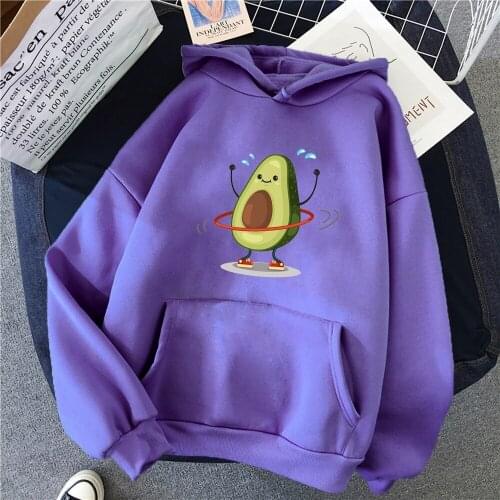 Cartoon Avocado Print Kawaii Hoodie Fashion Men Women Hoodies Oversized Streetwear Sweatshirts Harajuku Girls Tracksuits Clothes