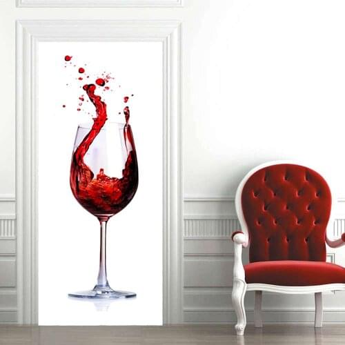 Creative environmental protection 3D red wine glass door stickers refurbished self-adhesive bedroom wall PVC stickers