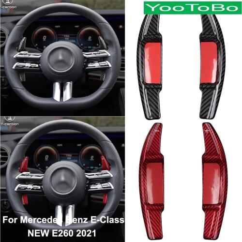 Car Styling Real Carbon Fiber Steering Wheel Shifter Paddle Extension For Mercedes BENZ New E-Class E260 2021 Interior Moulding