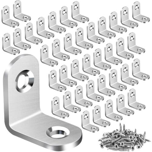 40PCS L Bracket Corner with 80PCS Screws, Corner Bracket, Angle Bracket Fastener for Wood Furniture Bedframe Cabinet