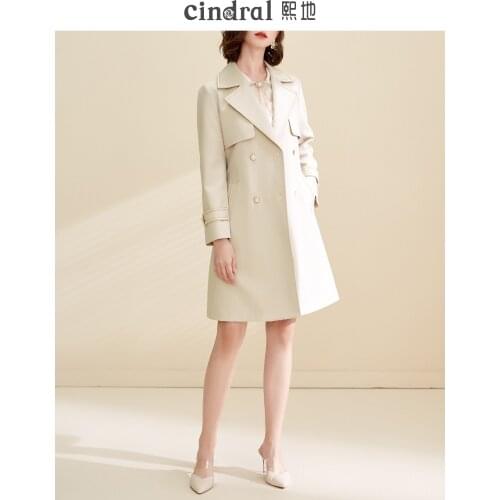 Spring and Autumn 2021 New Windbreaker Womens Middle Length Temperament Vertical Splicing Popular Small Jacket