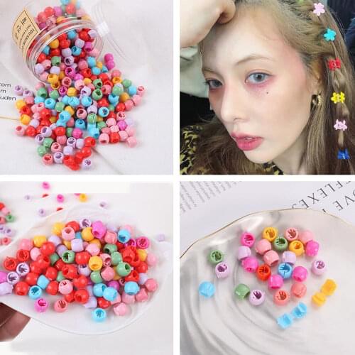 80 Pcs Mini Cute Candy Color Hair Claw Clips Beads Hollow Plastic Hairpins for Girl Braids Maker The New Fashion Simple Headwear