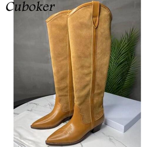 2021 Autumn Winter Women Long Boots Brand Runway Pointed Toe Over The Knee Female Knight Boots ZIP Leather Out Sole Women Boots