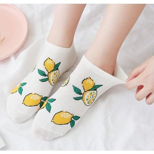 10 Pairs Women Socks Breathable Casual Socks Cartoon Fruit Boat Socks Comfortable Cotton Ankle Socks Chaussettes Femme Meias