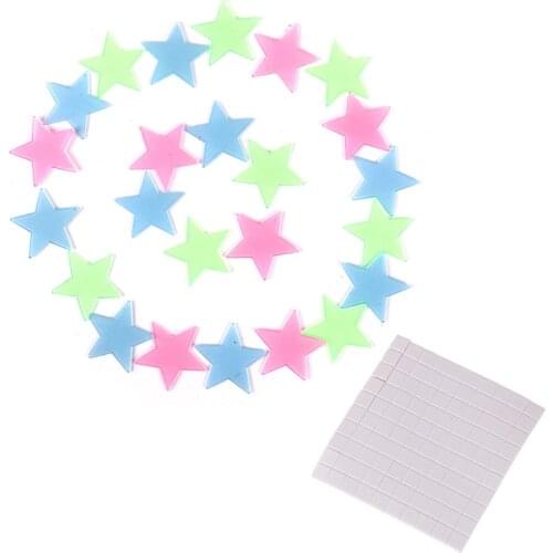 100pcs 3D Stars Fluorescent Plastic Wall Sticker Home Decor Decal Wallpaper Decorative Special Festivel Glow In Dark Luminous