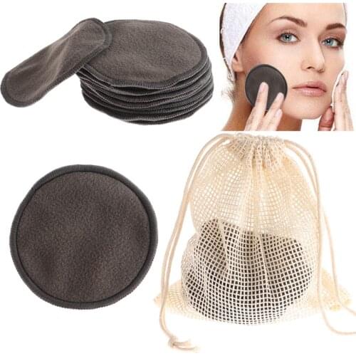12PCS/SET Reusable Bamboo Fiber Washable Rounds Pads Makeup Removal Cotton Pad Cleansing Facial Pad Cosmetic Tool Skin Care