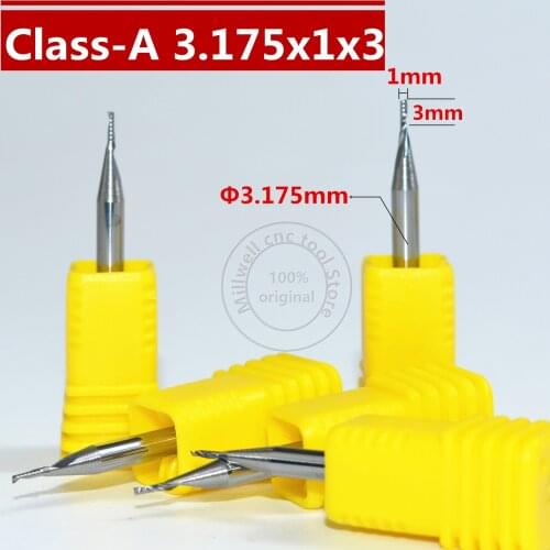 3.175mm*1.0mm*3mm,Freeshipping CNC Solid carbide woodworking bit,Tungsten Class-A1 Flute end milling cutter,MDF,PVC,Acrylic