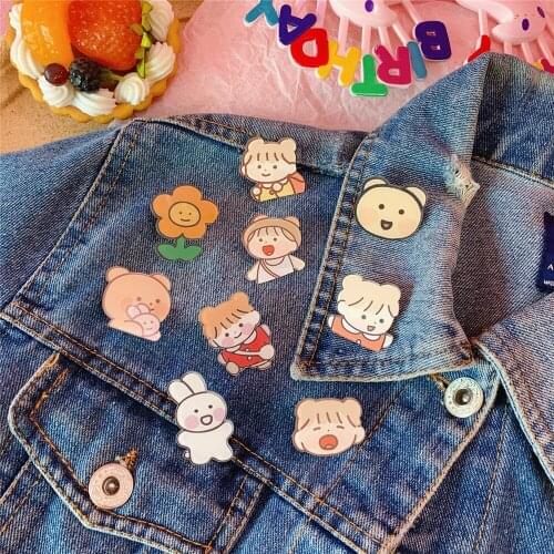 3pcs/set High Quality Cartoon Bear Rabbit Brooch Acrylic Pins Cute Animal Brooches Badge Denim Jackets Jewelry for Kids Women