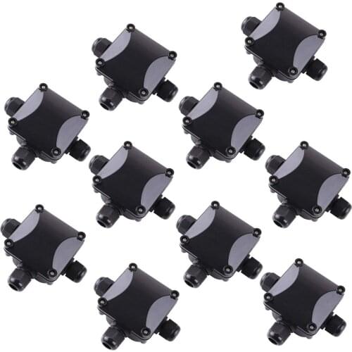 3-Way Junction Box, IP 68 Waterproof Connectors for Outdoor Lighting External Junction Box Pack of 10 Black CNIM Hot