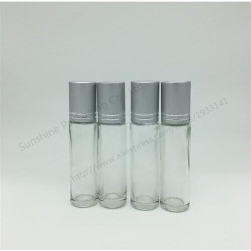 500 x 10ml Transparent Roll On Roller Bottle for Essential Oils, Refillable Perfume Bottle Deodorant Containers with Silver Lid