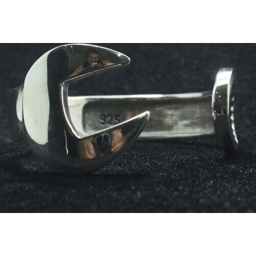 77g Newest Heavy Unisex 925 Silver Cool Polishing Big Spanner Biker Adjustable Bangle Good Gift