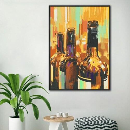 Abstract Wine bottle wall painting art modern canvas print painting for dinner room wall poster decoration no frame