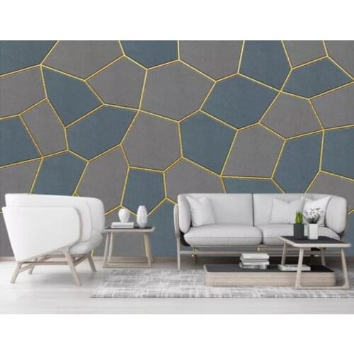 Modern simplicity water cube gold lines Nordic light luxury background wall decoration wallpaper murals