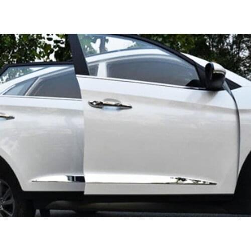 Car Styling Chrome Side Door Lining Body Molding Garnish Line Trim Cover Protector 4pcs For Hyundai Tucson 2015 2016 2017 2018