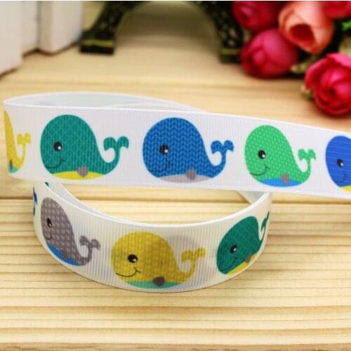 7/8'' Free shipping whale printed grosgrain ribbon hairbow headwear party decoration diy wholesale OEM 22mm P5655