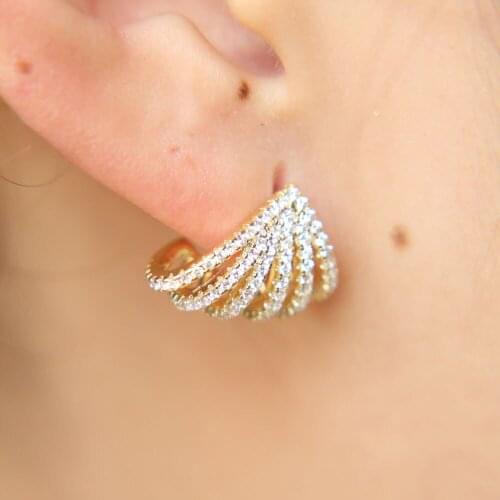 Brinco Promotion Round Top Qualitly Sea Clam Earrings Seashell Stud Beach Conch Sparkling Minimalist Cz Earr Studs Jewelry