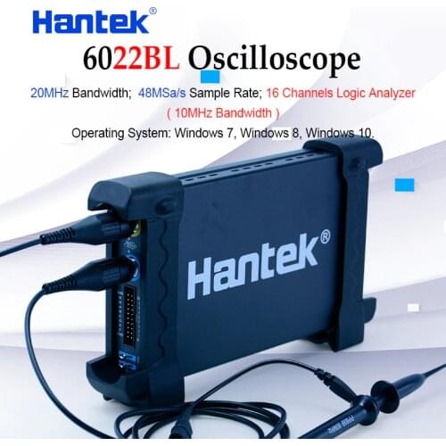 Hantek 6022BL PC Digital Portable USB Oscilloscope + Logic Analyzer 16 Channels 20MHz Bandwidth 48MSa/s Sample Rate