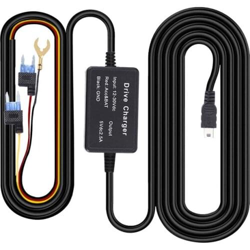 DHL 20Pcs Car Dash Cam Buck Line Video Recorder ACC Step-down Line 12V/24V To 5V 2A For Camera USB Auto Charging