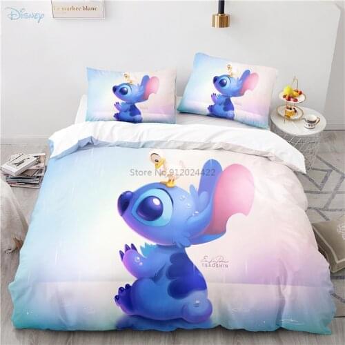 Cute 3d Stitch Printed Bedding Set Children Disney Cartoon Duvet Cover Pillowcases Twin Full Queen King Comforter Cover Set Gift