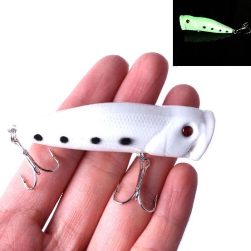 1pcs Fishing Lures Wobbler 3D Luminous Popper for Night Fishing 7.5cm 10g