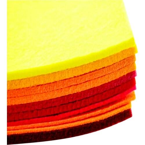 Free shipping 10 PCS Yellow Red Series mixed Polyester felt fabric pack 30CMX30CM nonwoven needle-punched DIY Craft Cloth