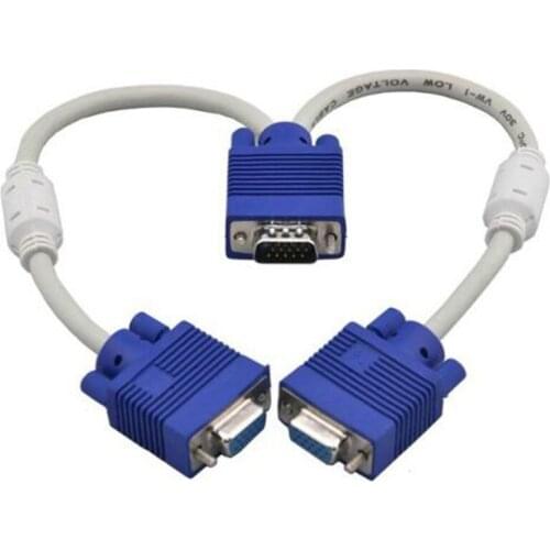 GTBL VGA Splitter Cable Computer to Dual 2 Monitor Adapter Connector 15 Pin Two Ports Male to Female