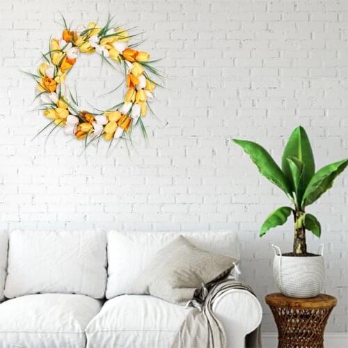 Artificial Mini Tulip Floral Wreath 30cm/40cm Silk Fake Flower Garland for Home Front Door Wedding Wall Hanging Decoration