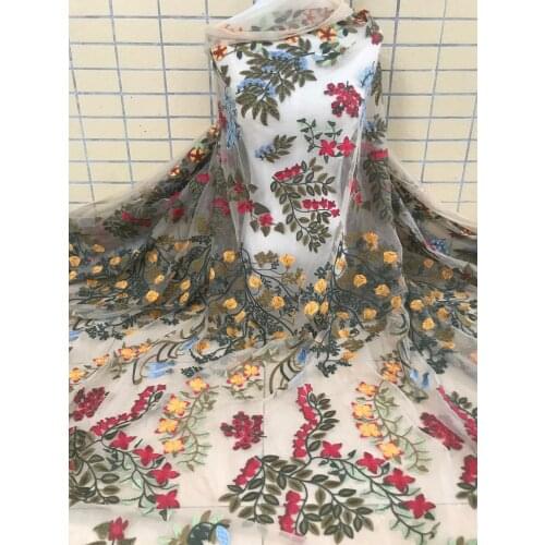 Good looking embroiderd lace fabric L-591810 beautiful Nigerian net lace fabric for party dress