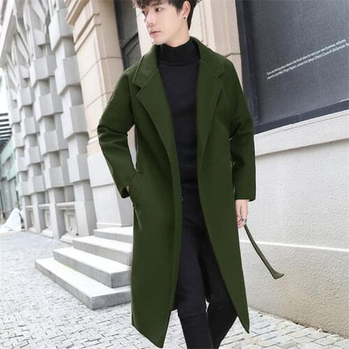 VERSMA Japanese Harajuku Extra Long Wool Blend Winter Jacket Coat Men Warm Loose Plain Unisex Woolen Trench Coat Men Windbreaker