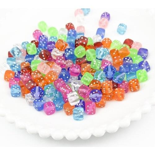 100pcs/lot Fashion 8*8MM Mix Color Acrylic Loose Dice DIY Beads Loose Plastic Beads jy143