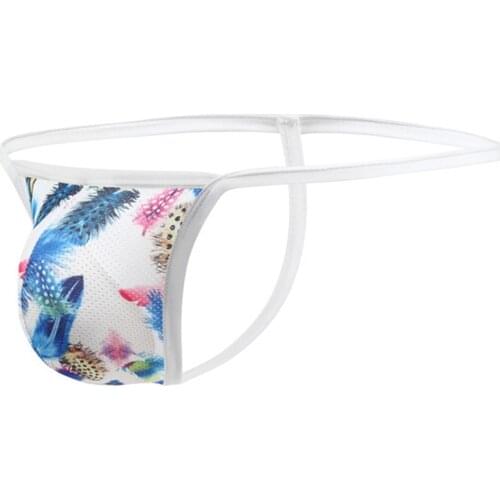 U-Convex Mesh G-String MenS Enhance Penis Pouch Panties Seamless Thong Man Low-Rise Printed Panties Moisture-Wicking Briefs