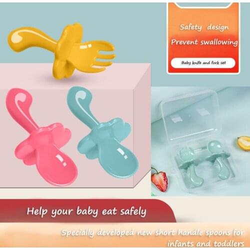 Boxed Baby Tableware Set Baby Short Handle Cloud Spoon Fork Baby Eating Training Spoon And Fork Set Spoon Children Baby Feeding