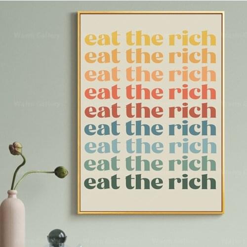 Eat The Rich Poster Retro Quote Art Prints 70s Style Kitchen Canvas Painting Colorful Wall Pictures Home Decoration