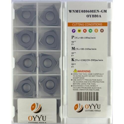 OYYU WNMU080608 WNMU080608EN-GM OY880A Milling Cutter Heavy Cutting Double Side Six Edge Fast Feed Carbide Inserts WNMU 080608