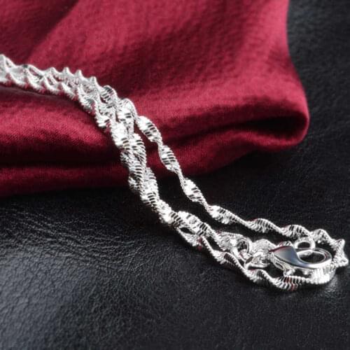 Necklace Women Gift Chain 2mm Party Rope 16-24" Silver Plated For Lady Gift