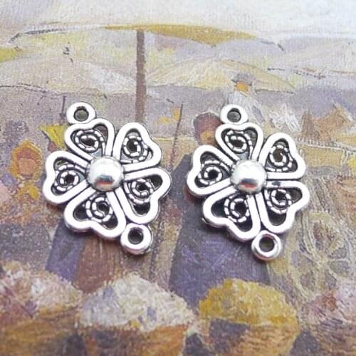 Newest 20Pieces 15*20mm Mixed Alloy Antique Silver Color Lucky Four Leaf Clover Charms Pendant Accessory For DIY Jewelry Making