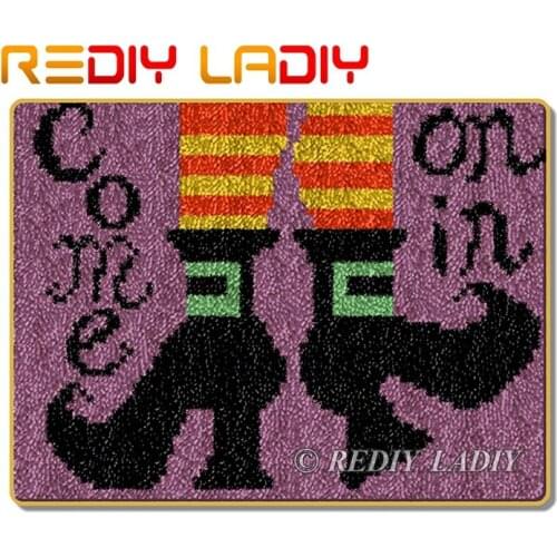 Latch Hook Rug Come On In Mat Crocheting Carpet Rug 100% Acrylic Yarn Sofa Cushion Mat DIY Carpet Rug Home Decor Art & Crafts