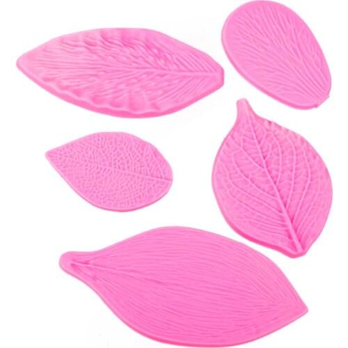 Leaves Embossed mold Hand Cutting Dies 3D Craft Relief Chocolate Silicone Mold Fondant Cake Decorating Kitchen DIY Tools FT-0995