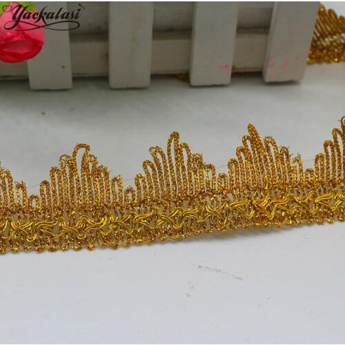 Christmas Lace 12 Yards/Lot Bright Gold Braid Lace Ribbon Cosplay Costums Appliques Performance Dress Sewing Apparel Trims4cm