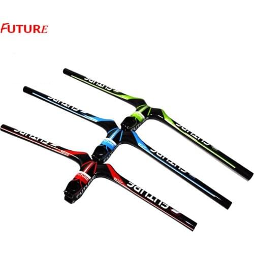 MTB bike carbon handlebars bike Ultra Light Carbon Fibre Mountain Bike Stem Bar 3 Colors Bicycle Integrated HandleBar Parts