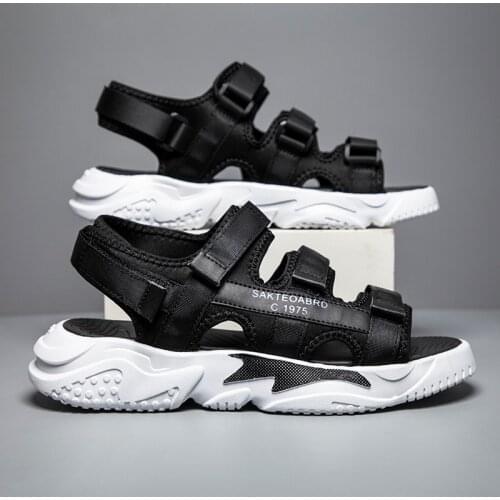 Mens Summer Sandals Thick Bottomed Open Toe Hollow Ribbon One Line Casual Sandals Comfortable Anti Slip Beach Shoes