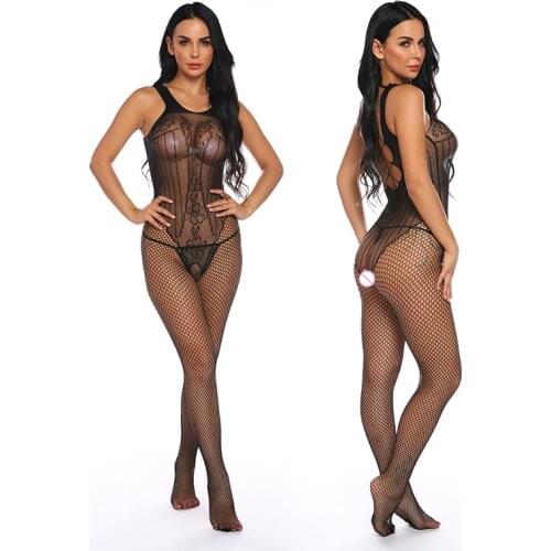 Pluz size Sexy fetish bodystocking catsuit Exotic lingerie body stocking lenceria mujer Underwear sleeveless baby doll Teddies